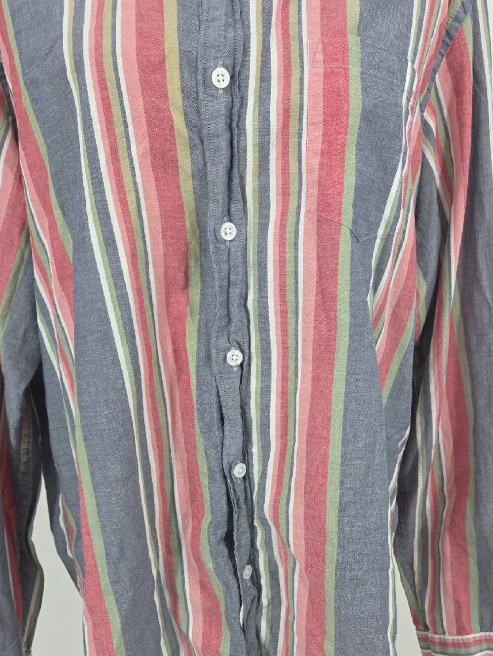 J. Crew Men's Long-Sleeve Striped Button-Down Shirt - Blue, Pink, Green